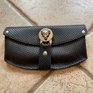 LCB Leather Wallet Unique Closure Black